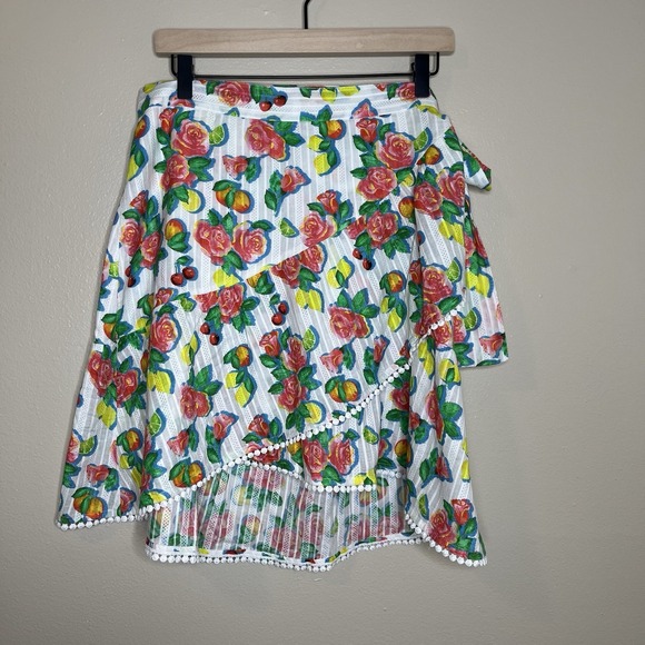 Floral Wrap Skirt Fruit Citrus Rose Boho Preppy XL Preppy L Beach Rollar Rabbit - Picture 2 of 8